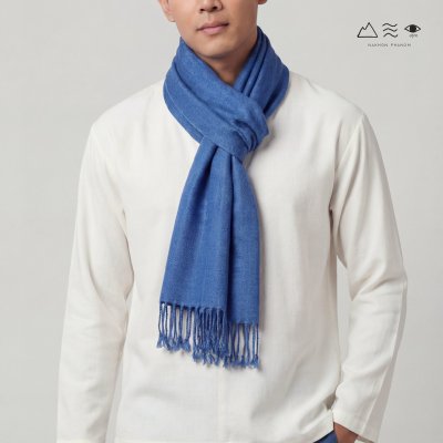 ผ้าพันคอฝ้ายทอมือย้อมคราม 006 ครามเข้ม