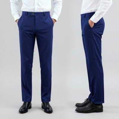 กางเกงขายาว ช ผ้าทอมือ 4 ตะกอ ครามเข้ม