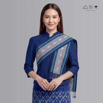 ผ้าสไบทอมือ ลายยกดอก - 004