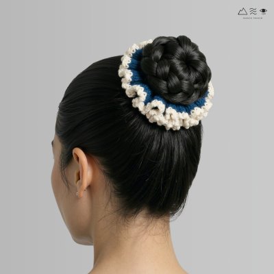 ยางรัดผมถักฝ้าย ย้อมคราม-ธรรมชาติ