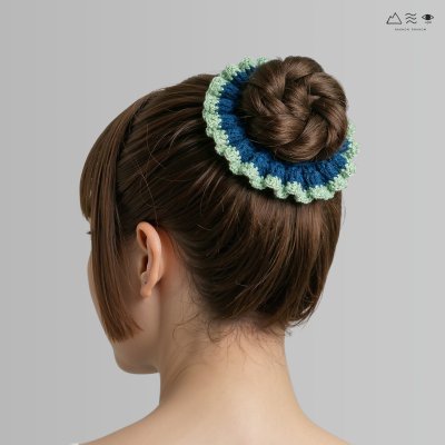 ยางรัดผมถักฝ้าย ย้อมคราม-เปลือกมะม่วง