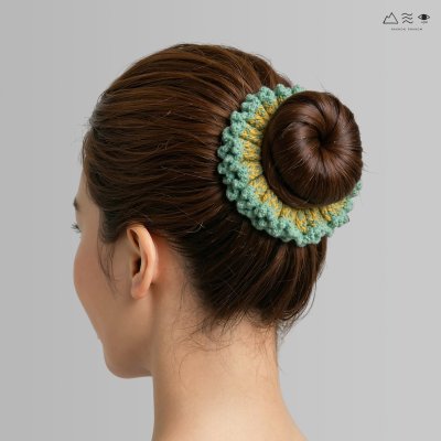 ยางรัดผมถักฝ้าย ย้อมเปลือกมะม่วง-ดาวเรือง