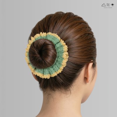 ยางรัดผมถักฝ้าย ย้อมเปลือกมะม่วง-ดาวเรือง