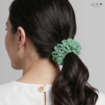 ยางรัดผมถักฝ้าย ย้อมคราม-เปลือกมะม่วง