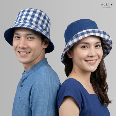 หมวกบักเก็ต ผ้าทอมือย้อมคราม
