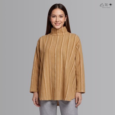 เสื้อคลุมคอเต่าแขนยาว ฝ้ายกะตุ่ยเข็นมือ