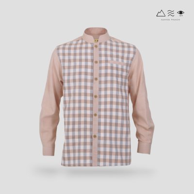EPO เสื้อเชิ้ตแขนยาว คอจีน ช เปลือกไม้