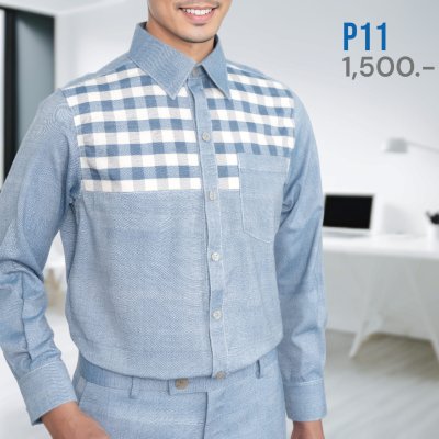 EPO เสื้อเชิ้ตแขนยาว คอปก ช ครามอ่อน EPO เสื้อเชิ้ตแขนยาว คอปก ช ครามอ่อน