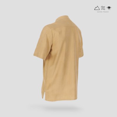 เสื้อเชิ้ตคอจีนแขนสั้น ผ้าทอมือ เปลือกไม้