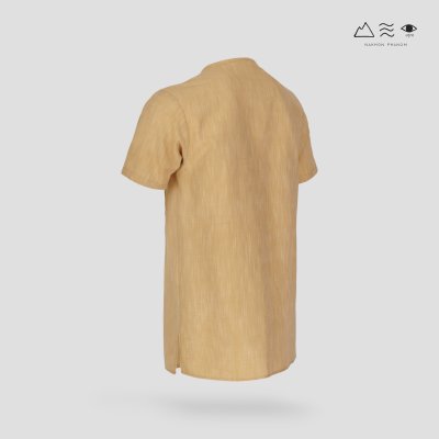 เสื้อคอกลมแขนสั้น ผ้าทอมือ เปลือกไม้