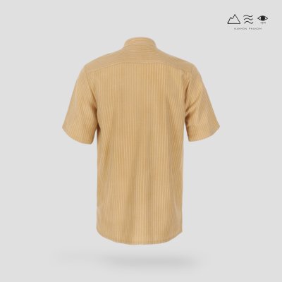 เสื้อเชิ้ตคอจีนแขนสั้น ผ้าทอมือ เปลือกไม้