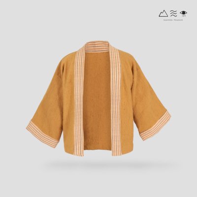 เสื้อคลุมกิโมโนฝ้ายเข็นมือ-สั้น สีธรรมชาติ
