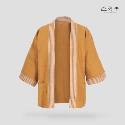 เสื้อคลุมกิโมโนฝ้ายเข็นมือ-ยาว สีธรรมชาติ