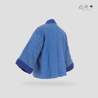 เสื้อคลุมกิโมโนผ้าคราม-สั้น ลายลูกฟูก