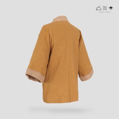 เสื้อคลุมกิโมโนฝ้ายเข็นมือ-ยาว สีธรรมชาติ