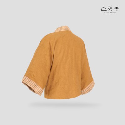 เสื้อคลุมกิโมโนฝ้ายเข็นมือ-สั้น สีธรรมชาติ