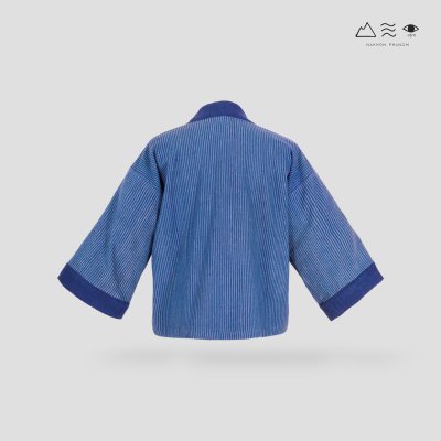 เสื้อคลุมกิโมโนผ้าคราม-สั้น ลายลูกฟูก