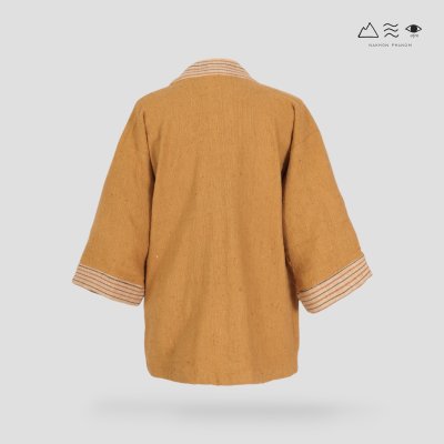 เสื้อคลุมกิโมโนฝ้ายเข็นมือ-ยาว สีธรรมชาติ