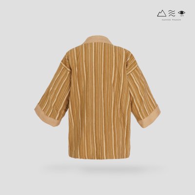 เสื้อคลุมกิโมโนฝ้ายเข็นมือ-ยาว ทอลายไม้