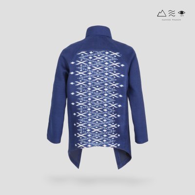 เสื้อคลุมคอปก-หลังมัดหมี่ คราม