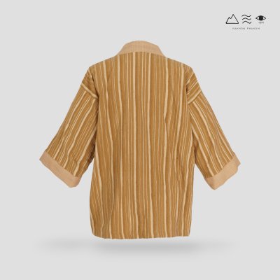 เสื้อคลุมกิโมโนฝ้ายเข็นมือ-ยาว ทอลายไม้