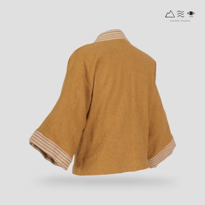 เสื้อคลุมกิโมโนฝ้ายเข็นมือ-สั้น สีธรรมชาติ