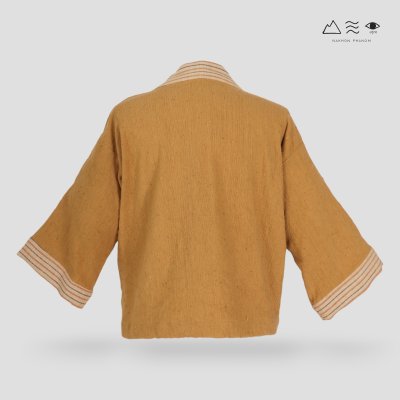 เสื้อคลุมกิโมโนฝ้ายเข็นมือ-สั้น สีธรรมชาติ