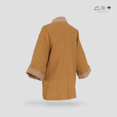 เสื้อคลุมกิโมโนฝ้ายเข็นมือ-ยาว สีธรรมชาติ