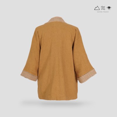 เสื้อคลุมกิโมโนฝ้ายเข็นมือ-ยาว สีธรรมชาติ