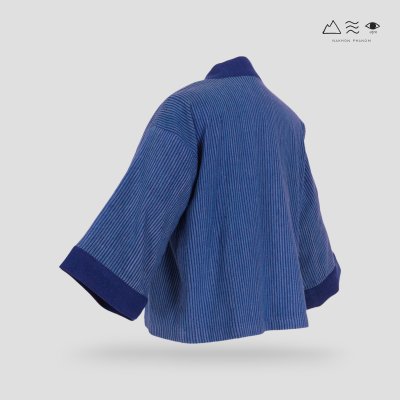 เสื้อคลุมกิโมโนผ้าคราม-สั้น ลายลูกฟูก