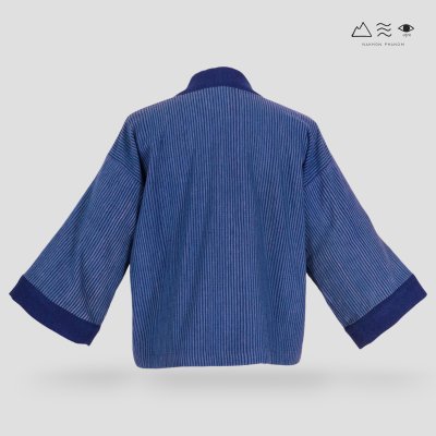 เสื้อคลุมกิโมโนผ้าคราม-สั้น ลายลูกฟูก