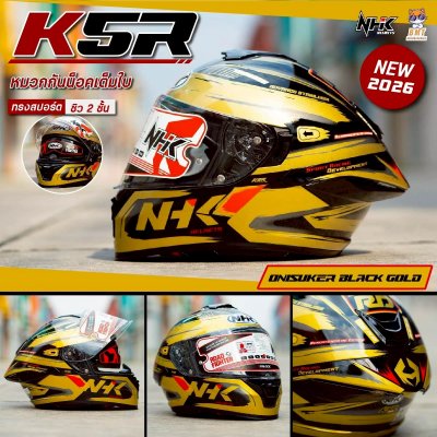 หมวกกันน็อกเต็มใบ NHK K5R ลาย Onisuke Black Gold Grossy