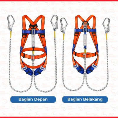 Safety Body Harness Climbing Big Hook Lanyard With Belt / Sabuk Perlindungan Keselamatan