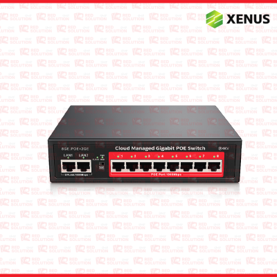 Xenus 8 Port Gigabit PoE Switch Cloud Managed + 2 Uplink