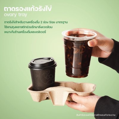 Cup Holder Tray Molded Pulp Double Slots