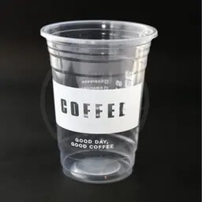 PP Plastic Cup Straight Shape COFFEE White Print 16 Oz.