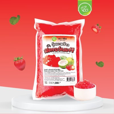Coconut Jelly in Syrup, Strawberry Flavor 1,000 g.