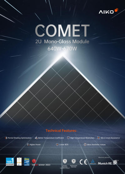 แผงโซล่าเซลล์ โมโน Half Cell - AIKO 650W ABC N-Type