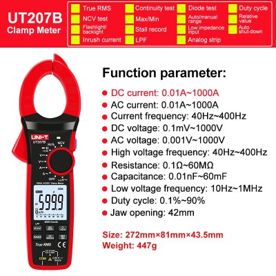 แคลมป์มิเตอร์ Uni-T UT207B - True RMS AC/DC Clamp Meter 1000A 1000V