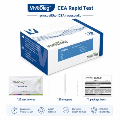 VivaDiag CEA Rapid Test | ชุดตรวจสารบ่งชี้มะเร็ง CEA ( 25 ทดสอบ/กล่อง )