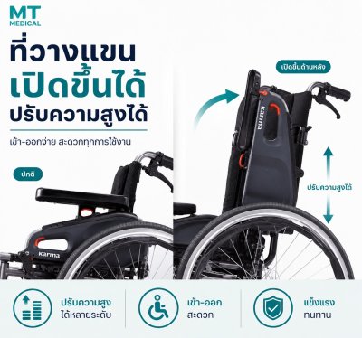 Karma Flexx HD | รถเข็นผู้ป่วย Karma Flexx HD รองรับน้ำหนักสูงสุด 170 กก.