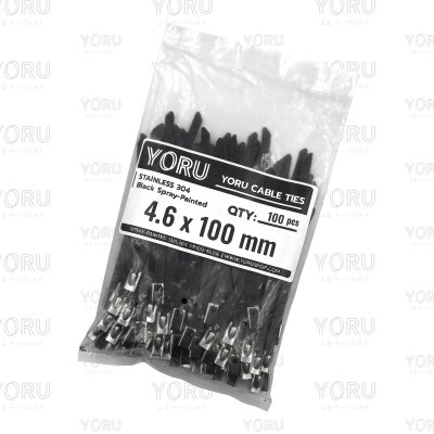 เคเบิ้ลไทร์ สแตนเลส 304 พ่นสีดำ ความยาว 4 นิ้ว x กว้าง 4.6 มิลลิเมตร (แพ็คใหญ่ 100 เส้น/แพ็ค)