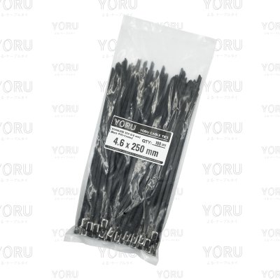 เคเบิ้ลไทร์ สแตนเลส 304 สีดำ เคลือบ PVC ยาว 10 นิ้ว x กว้าง 4.6 มิลลิเมตร (แพ็คใหญ่ 100 เส้น/แพ็ค)