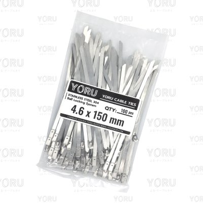 เคเบิ้ลไทร์ สแตนเลส 304 ความยาว 6 นิ้ว x กว้าง 4.6 มิลลิเมตร แบบมาตรฐาน (แพ็คใหญ่ 100 เส้น/แพ็ค)