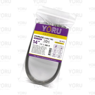 เคเบิ้ลไทร์ สแตนเลส 304 ความยาว 14 นิ้ว x กว้าง 7.9 มิลลิเมตร แบบมาตรฐาน (แพ็คปลีก 30 เส้น/แพ็ค)