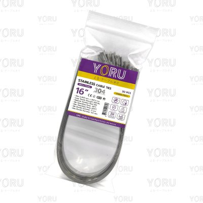 เคเบิ้ลไทร์ สแตนเลส 304 ความยาว 16 นิ้ว x กว้าง 7.9 มิลลิเมตร แบบมาตรฐาน (แพ็คปลีก 30 เส้น/แพ็ค)