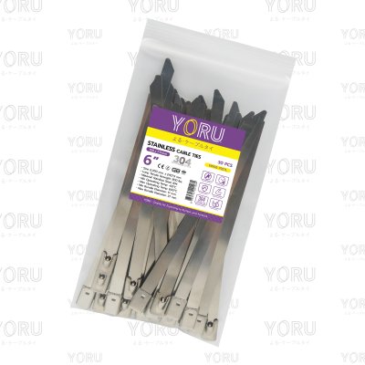 เคเบิ้ลไทร์ สแตนเลส 304 ความยาว 6 นิ้ว x กว้าง 7.9 มิลลิเมตร แบบมาตรฐาน (แพ็คปลีก 30 เส้น/แพ็ค)
