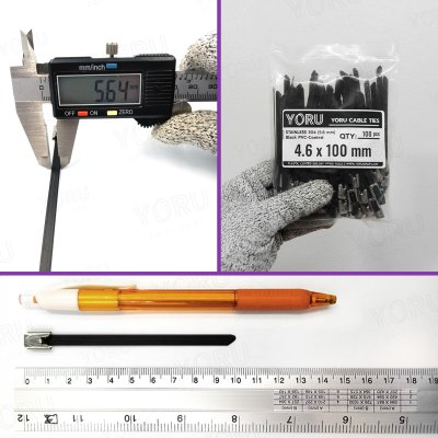 เคเบิ้ลไทร์ สแตนเลส 304 สีดำ เคลือบ PVC ยาว 4 นิ้ว x กว้าง 4.6 มิลลิเมตร (แพ็คใหญ่ 100 เส้น/แพ็ค)