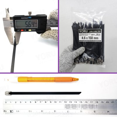 เคเบิ้ลไทร์ สแตนเลส 304 สีดำ เคลือบ PVC ยาว 6 นิ้ว x กว้าง 4.6 มิลลิเมตร (แพ็คใหญ่ 100 เส้น/แพ็ค)