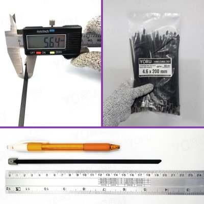 เคเบิ้ลไทร์ สแตนเลส 304 สีดำ เคลือบ PVC ยาว 8 นิ้ว x กว้าง 4.6 มิลลิเมตร (แพ็คใหญ่ 100 เส้น/แพ็ค)